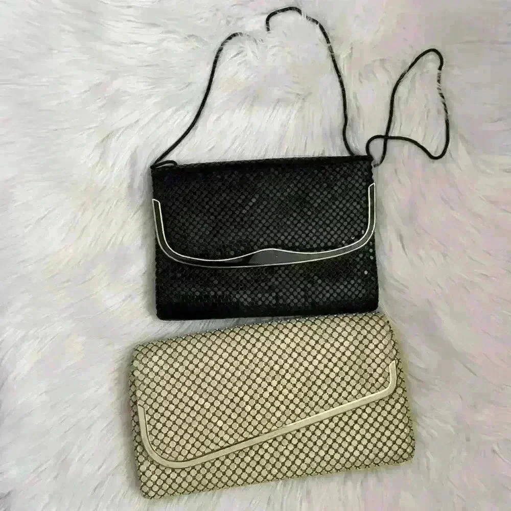 Vintage Enamel Pailette Metal Clutch Purses Bundle of 2